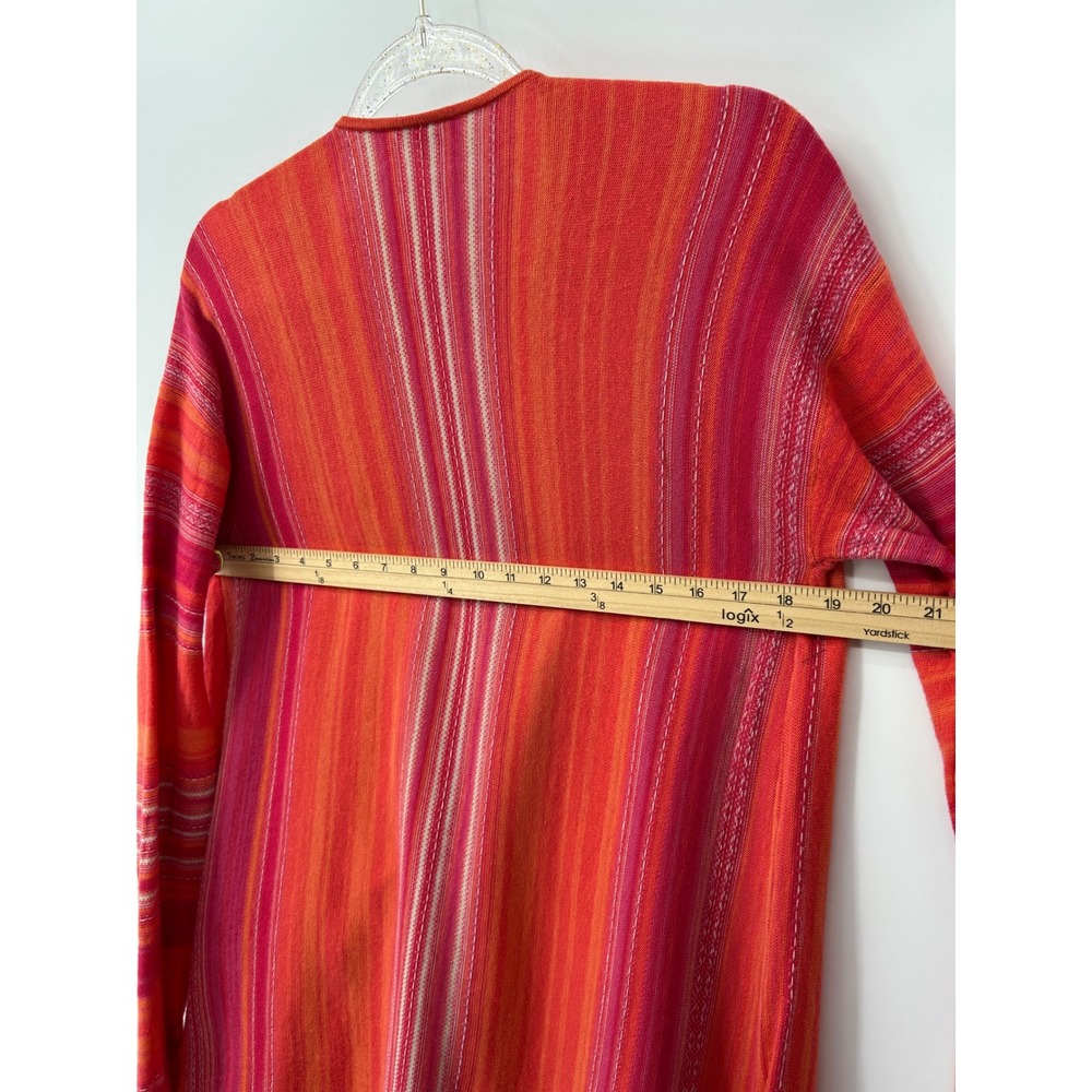 J. Jill Womens Medium Orange Pink Striped Open Front Draped Cardigan Sweater - Picture 4 of 7